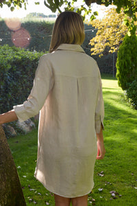 VESTIDO CAMISERO LINO BEIGE