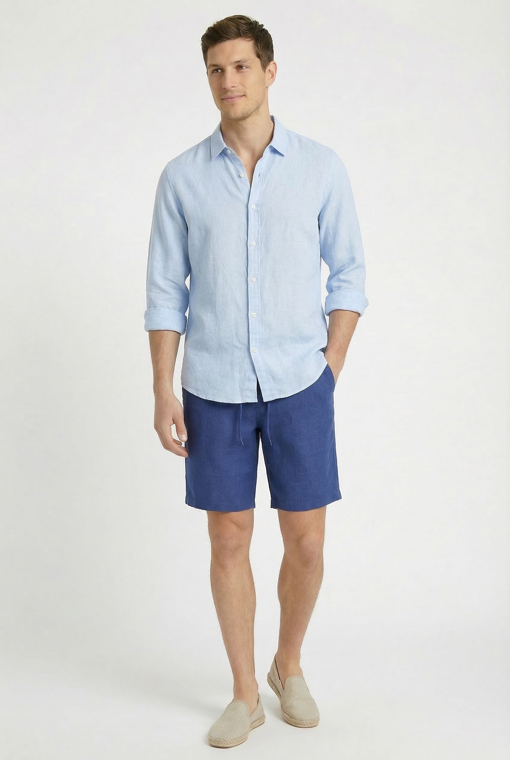 BERMUDA LINO AZUL MARINO