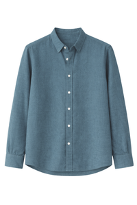CAMISA LINO AZUL PETROLEO