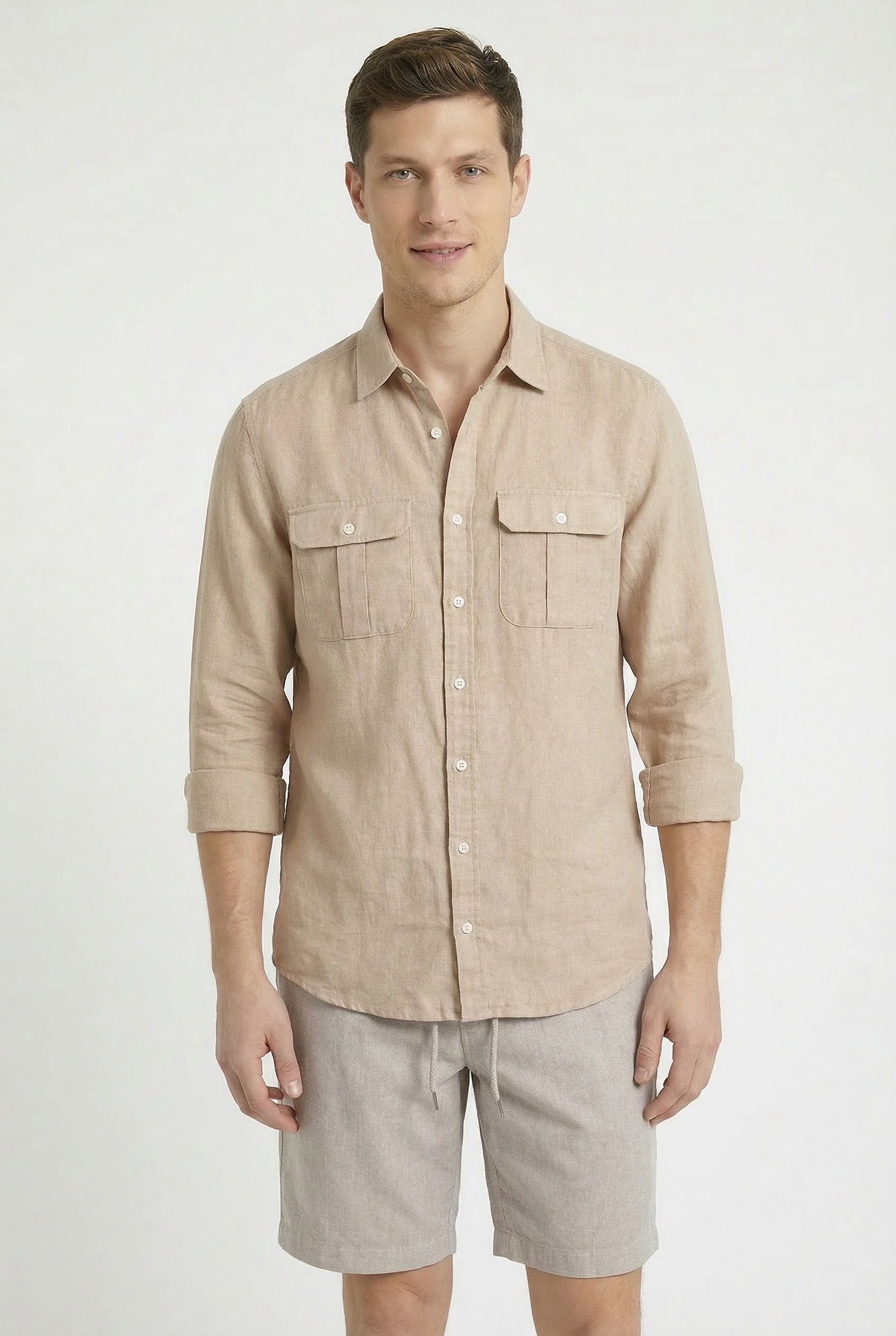 CAMISA LINO SAFARI BEIGE