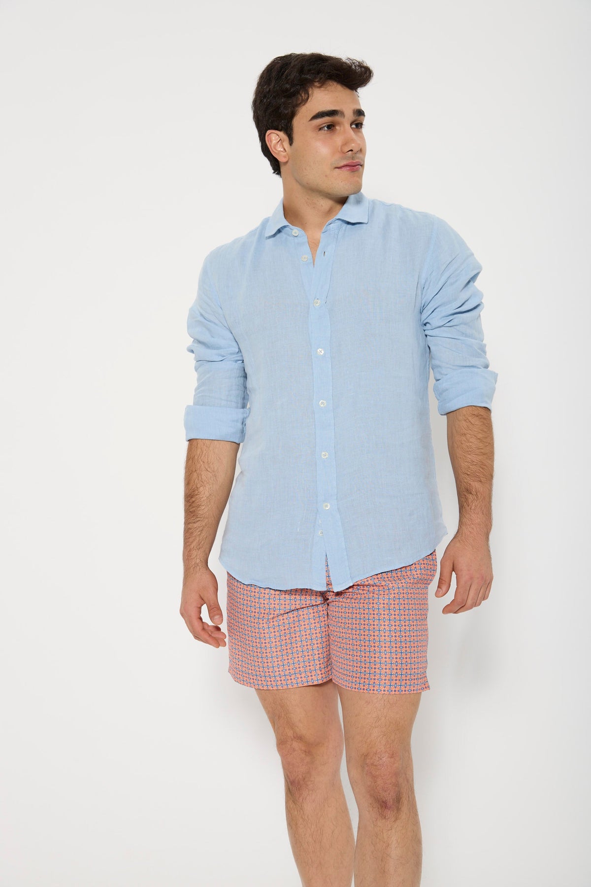 CAMISA LINO AZUL CLARO