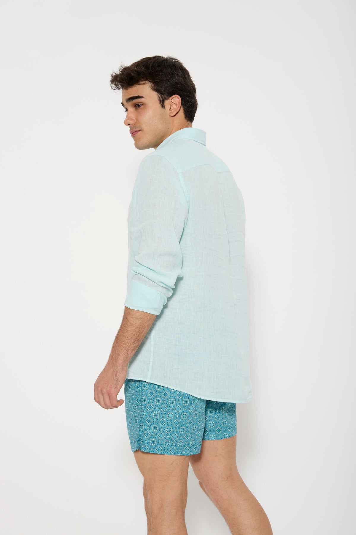 CAMISA LINO VERDE AGUA