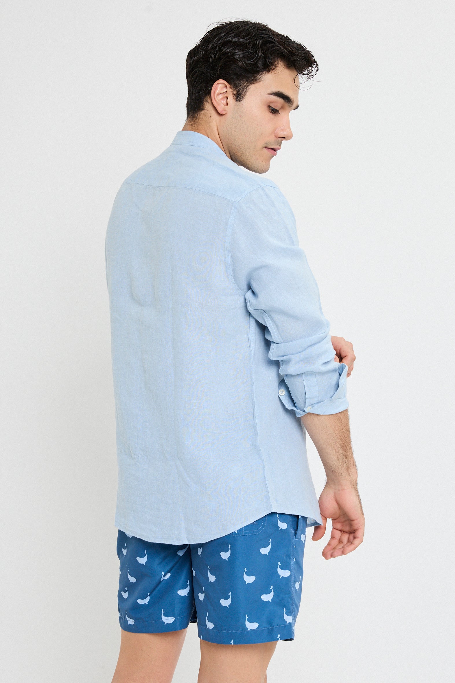 CAMISA LINO AZUL CLARO MAO