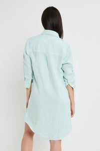 VESTIDO CAMISERO LINO VERDE AGUA