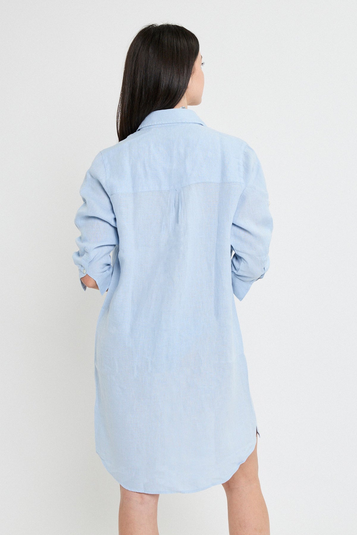 VESTIDO CAMISERO LINO AZUL CLARO