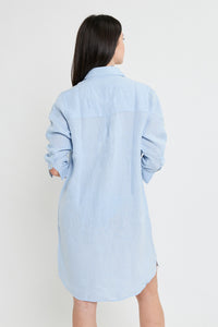 VESTIDO CAMISERO LINO AZUL CLARO