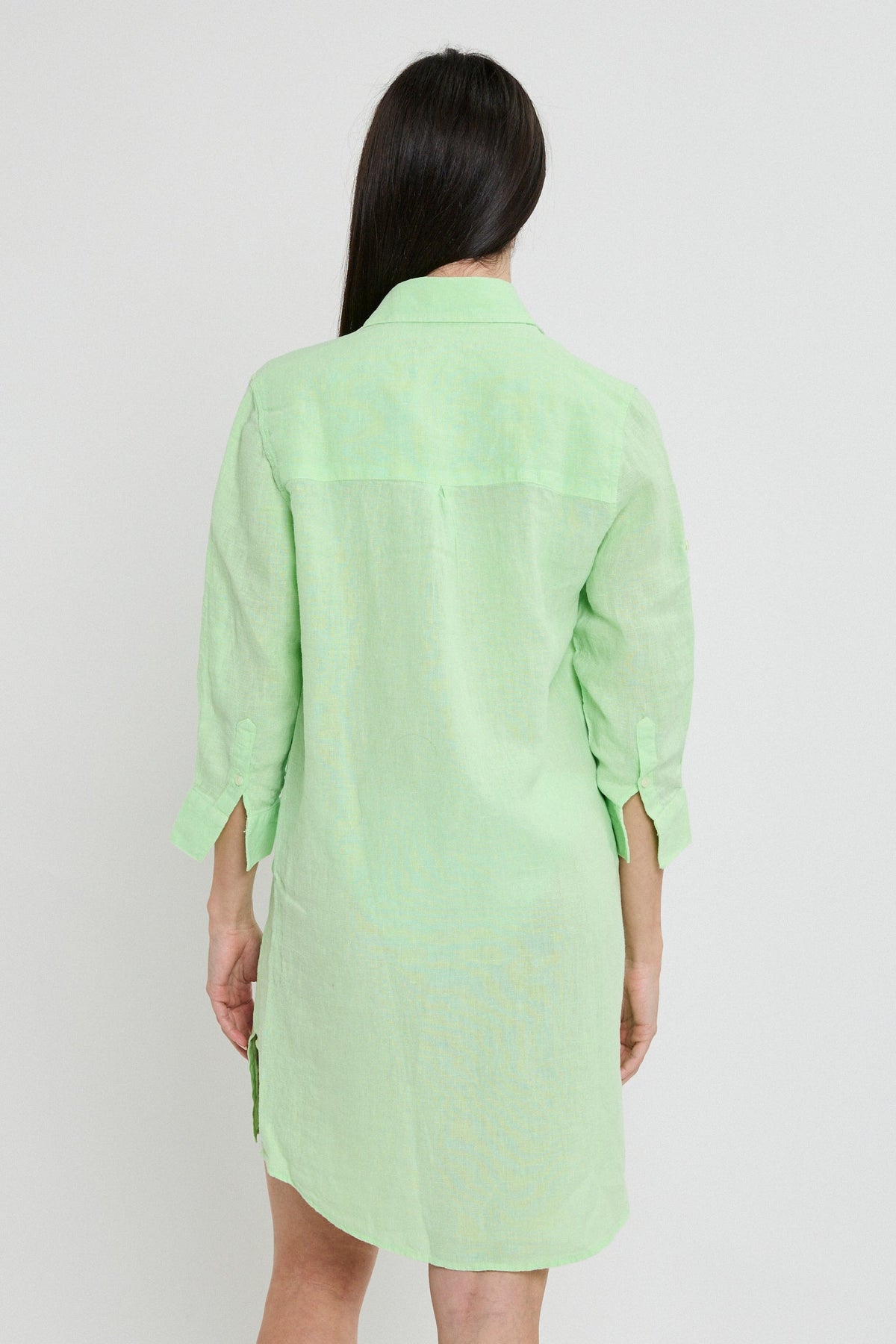 VESTIDO CAMISERO LINO VERDE MENTA