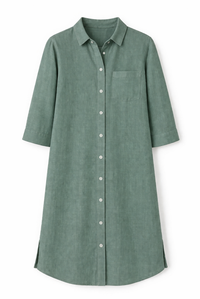 VESTIDO CAMISERO LINO VERDE