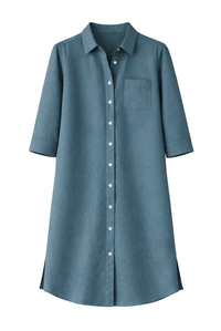 VESTIDO CAMISERO AZUL PETROLEO