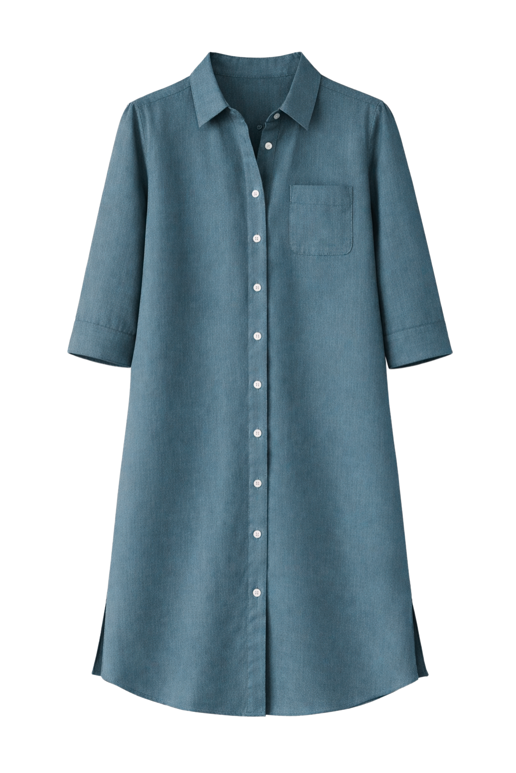 VESTIDO CAMISERO AZUL PETROLEO