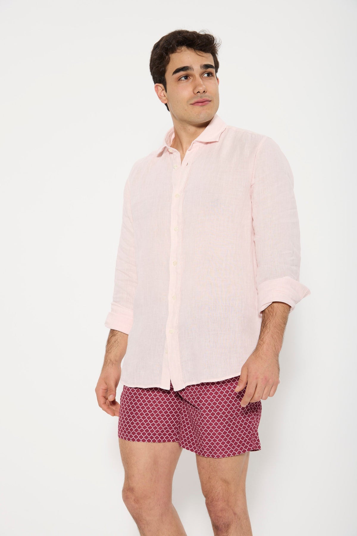 CAMISA LINO ROSA PALO